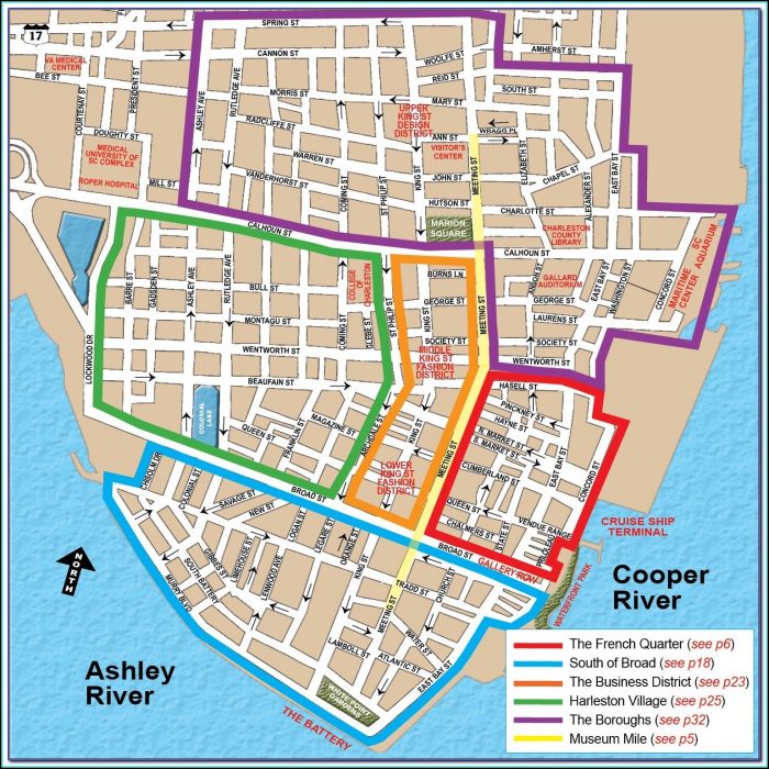 Historic Charleston Map With Hotels Historic Charleston Map With Hotels