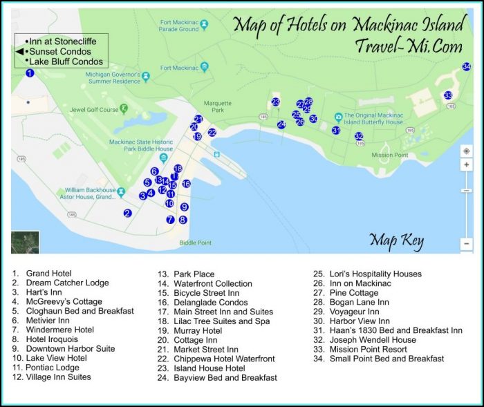 Mackinac Island Hotels Map Mackinac Island Hotels Map