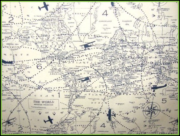 Old World Map Fabric Panel Old World Map Fabric Panel