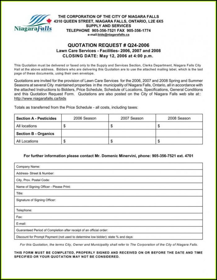 Sample Lawn Care Estimate Form Sample Lawn Care Estimate Form