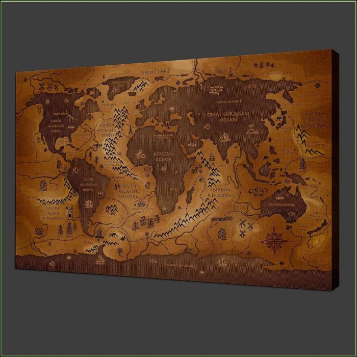 Vintage World Map Framed Picture Vintage World Map Framed Picture
