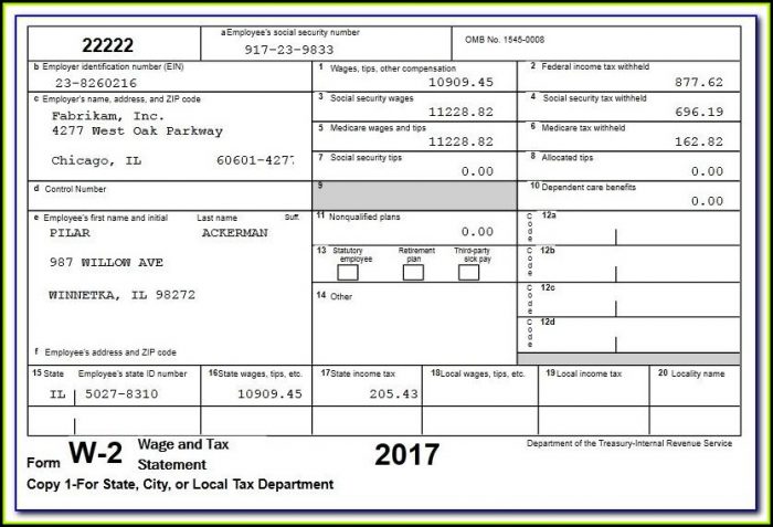 W2 Form For Employees 2018 W2 Form For Employees 2018