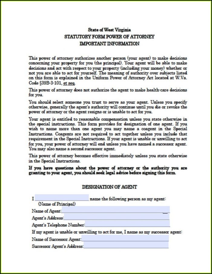 West Virginia Financial Power Of Attorney Form West Virginia Financial Power Of Attorney Form