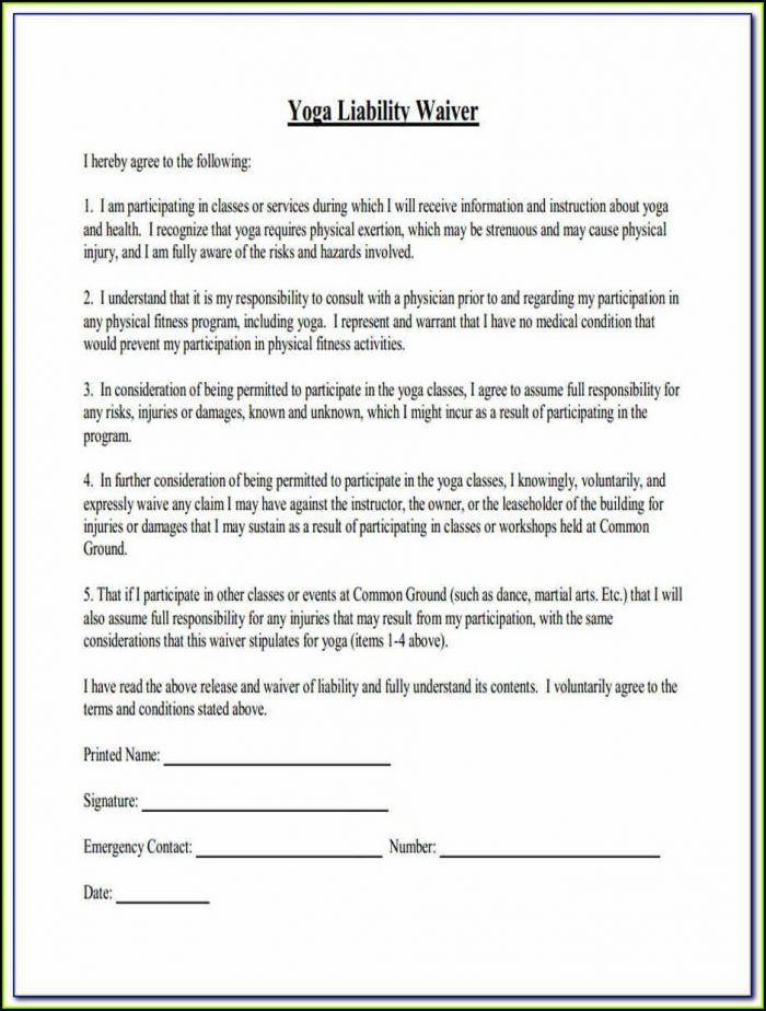 Yoga Waiver Form Template Uk Yoga Waiver Form Template Uk