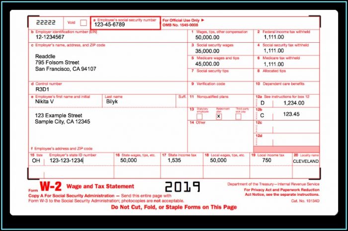 2019 W2 Forms For Employees 2019 W2 Forms For Employees