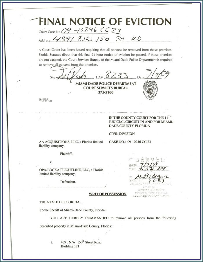 5 Day Eviction Notice Form Florida 5 Day Eviction Notice Form Florida