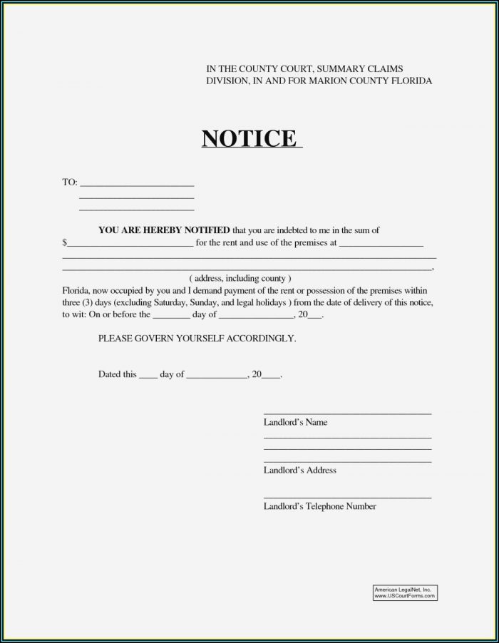 7 Day Eviction Notice Florida Form 7 Day Eviction Notice Florida Form