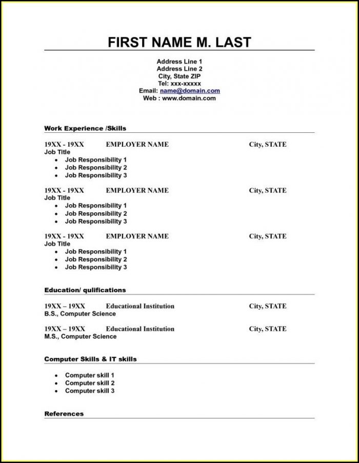 Blank Resume Template Printable Blank Resume Template Printable