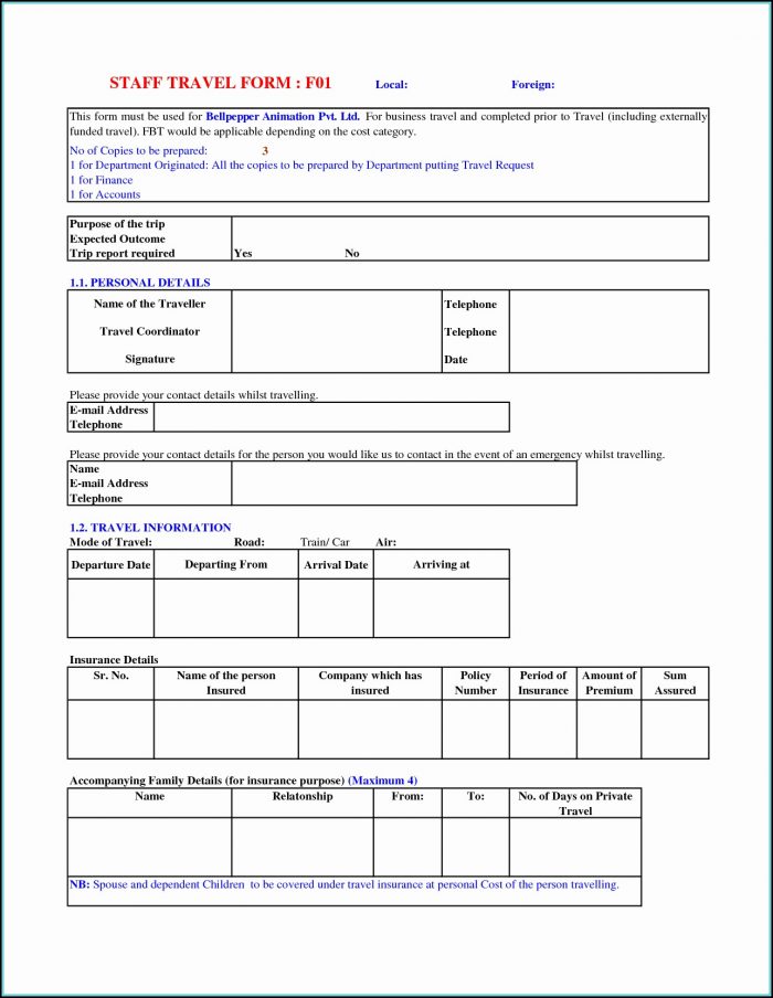Business Travel Request Form Template Excel Business Travel Request Form Template Excel