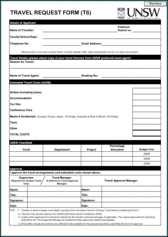 Business Trip Request Form Template Business Trip Request Form Template