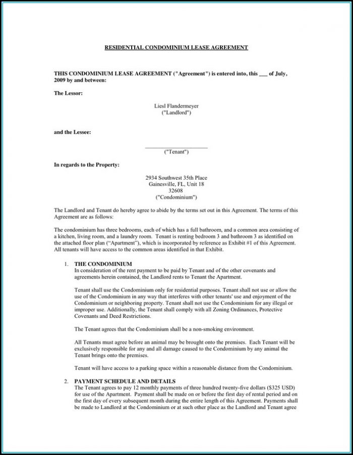 Condo Lease Agreement Form Condo Lease Agreement Form