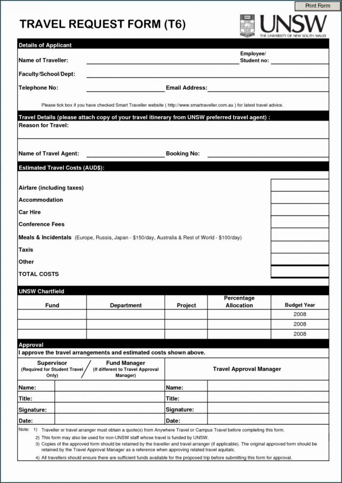 Corporate Travel Request Form Template Corporate Travel Request Form Template
