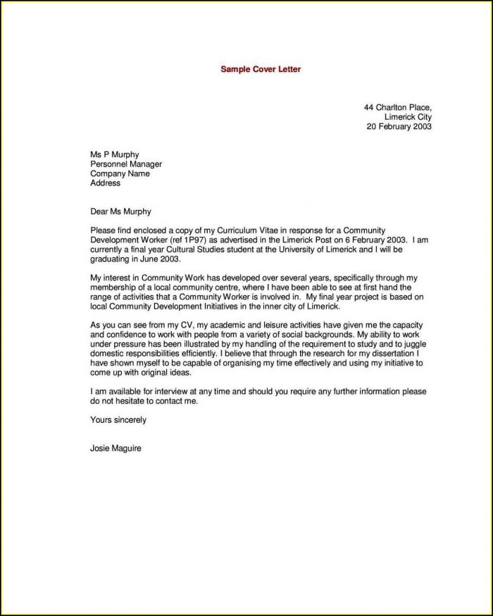 Cover Letter Sample For Resume Cover Letter Sample For Resume