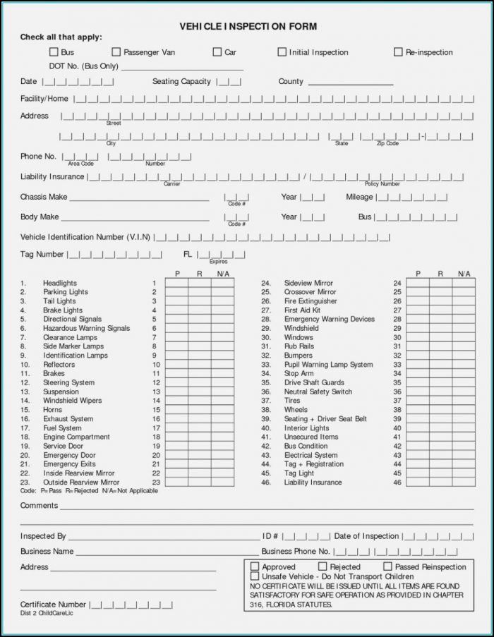 Dot Post Trip Inspection Form Dot Post Trip Inspection Form
