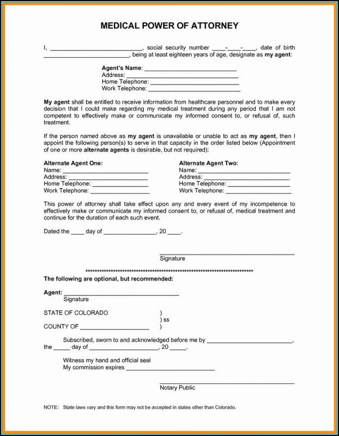 Durable Medical Power Of Attorney Texas Form Durable Medical Power Of Attorney Texas Form
