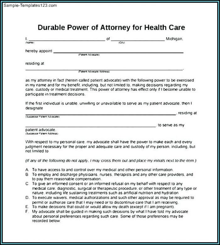 Durable Power Of Attorney Blank Form Free Durable Power Of Attorney Blank Form Free