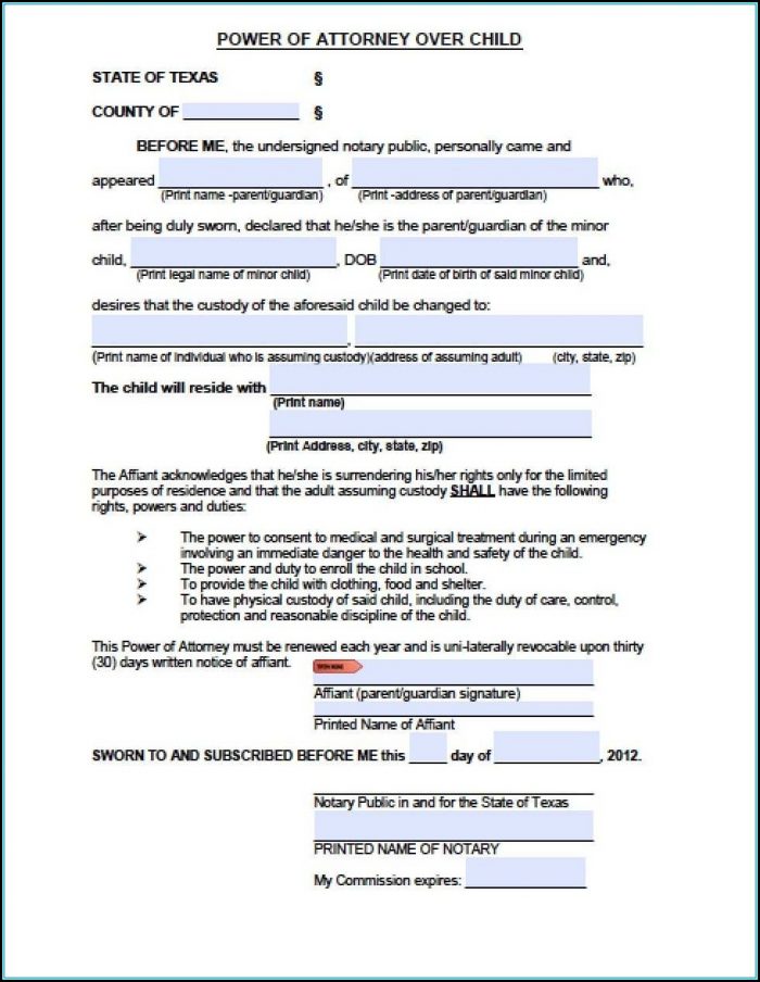 Durable Power Of Attorney Form Texas Durable Power Of Attorney Form Texas