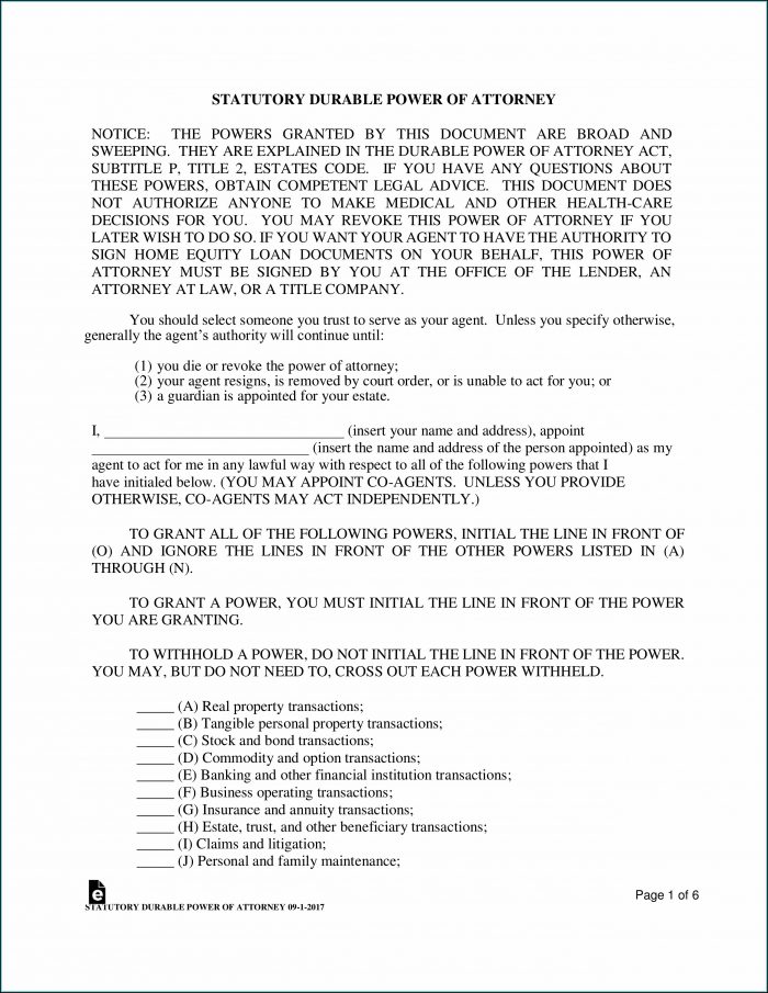 Durable Power Of Attorney Form Texas Free Durable Power Of Attorney Form Texas Free