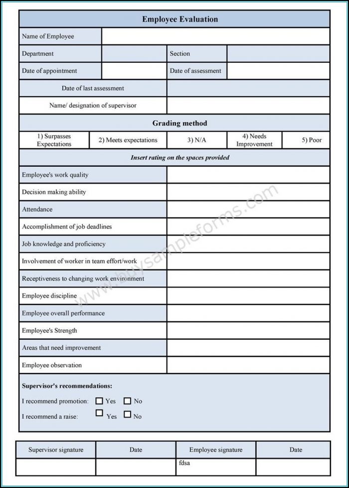 Employee Evaluation Form Template Free Download Employee Evaluation Form Template Free Download