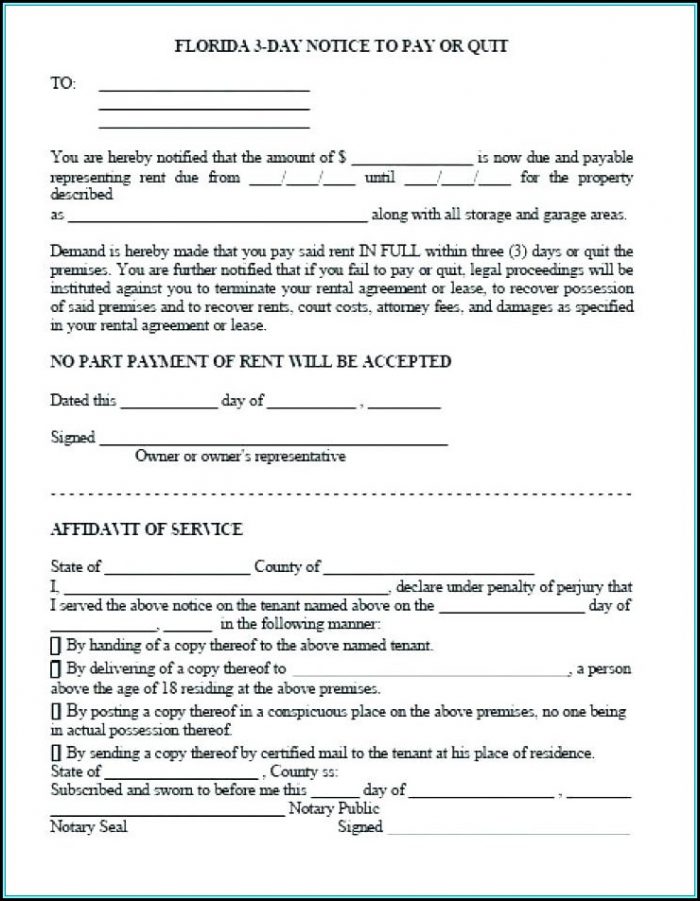 Eviction Notice Form Florida Eviction Notice Form Florida