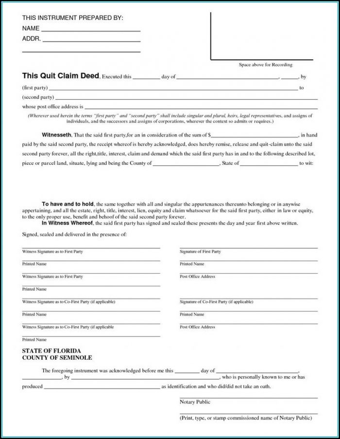 Example Quit Claim Deed Form Florida Example Quit Claim Deed Form Florida