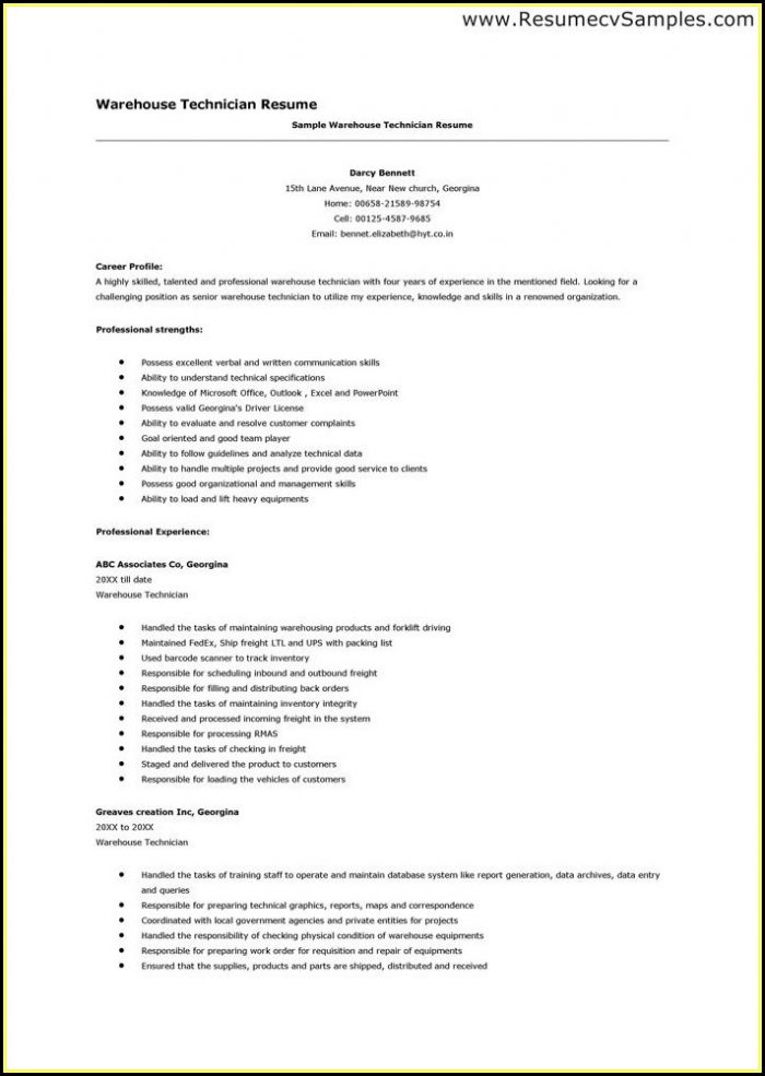 Examples Of Warehouse Resume Examples Of Warehouse Resume