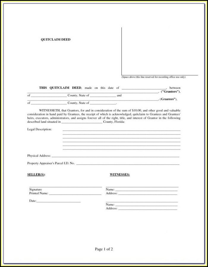 Florida Quit Claim Deed Form Divorce Florida Quit Claim Deed Form Divorce
