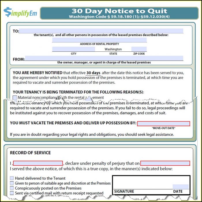 Free 3 Day Pay Or Vacate Form Washington State Free 3 Day Pay Or Vacate Form Washington State
