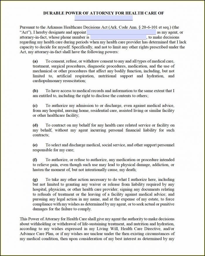 Free Durable Power Of Attorney For Health Care Form Texas Free Durable Power Of Attorney For Health Care Form Texas