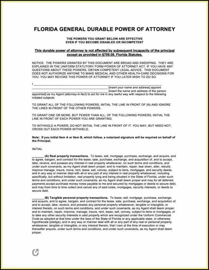 Free Florida Power Of Attorney Form Pdf Free Florida Power Of Attorney Form Pdf