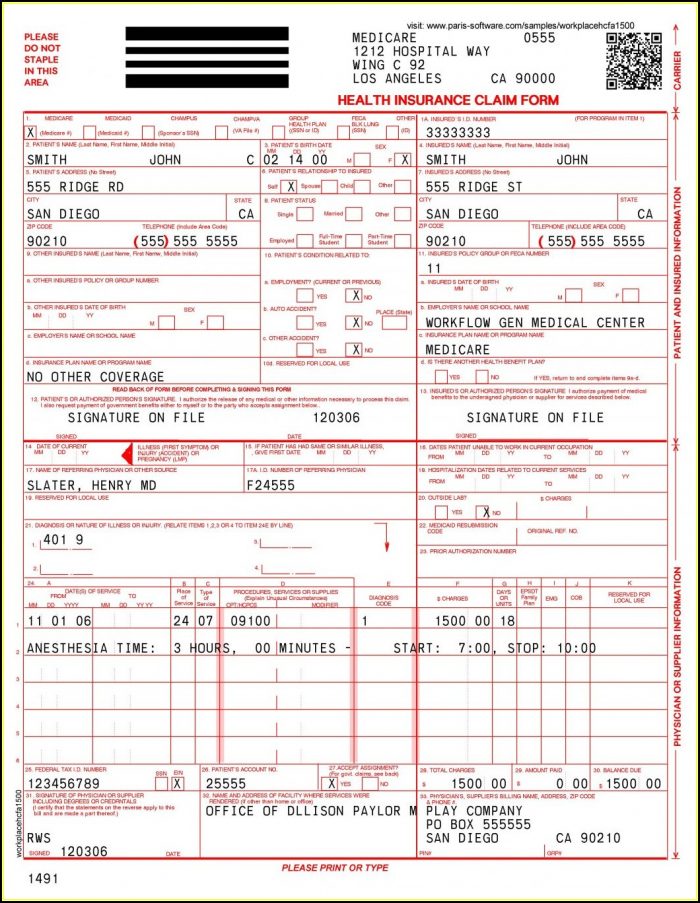 Free Hcfa 1500 Forms Printable Free Hcfa 1500 Forms Printable