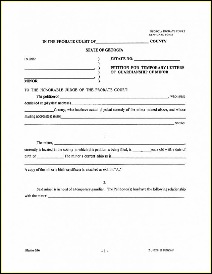 Free Legal Guardianship Forms Georgia Free Legal Guardianship Forms Georgia