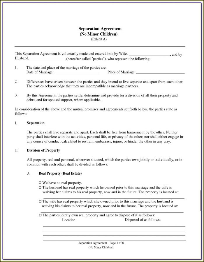 Free Marital Separation Agreement Form Nc Free Marital Separation Agreement Form Nc