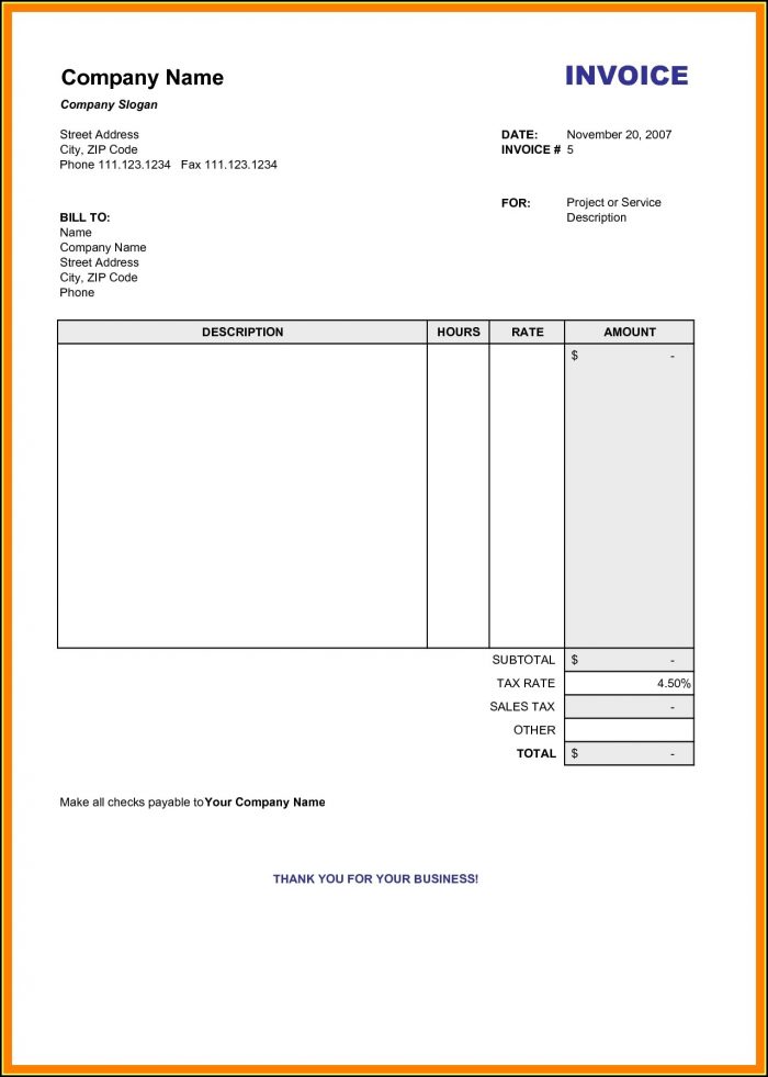 Free Online Blank Invoice Forms Free Online Blank Invoice Forms