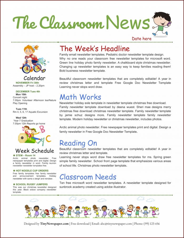 Free Online Classroom Newsletter Templates Free Online Classroom Newsletter Templates
