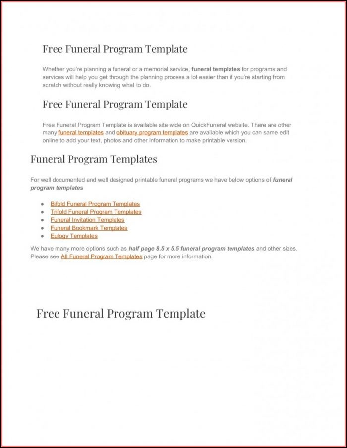 Free Online Memorial Service Program Template Free Online Memorial Service Program Template