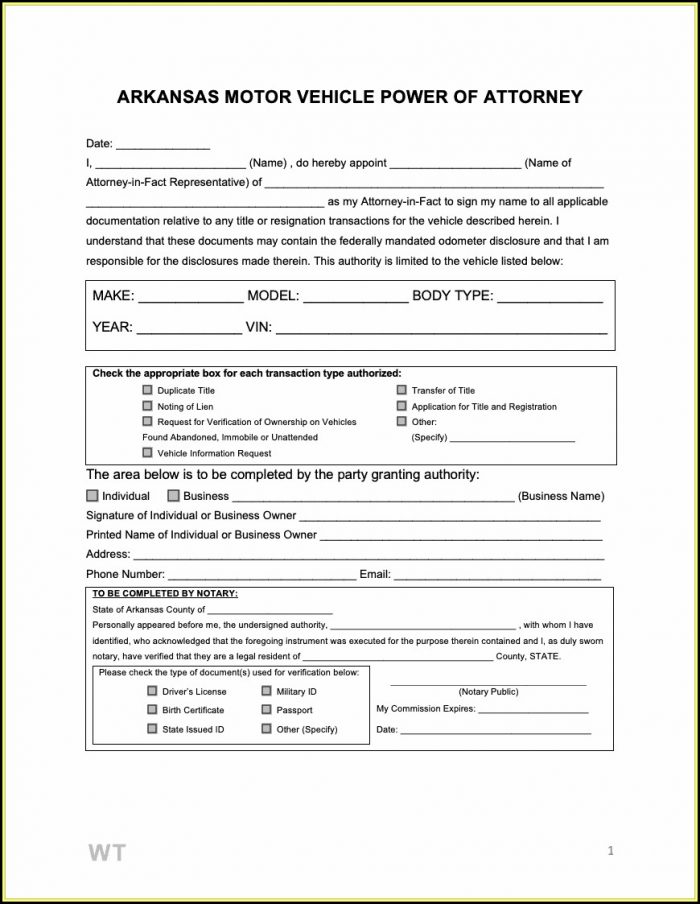 Free Power Of Attorney Form Arkansas Free Power Of Attorney Form Arkansas