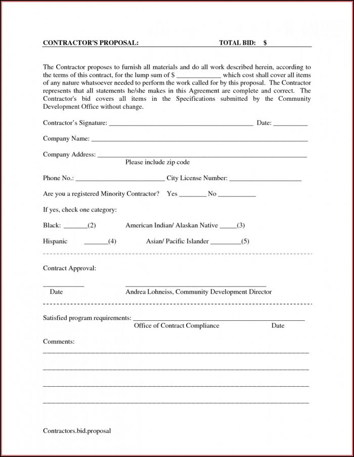 Free Printable Bid Proposal Template Free Printable Bid Proposal Template