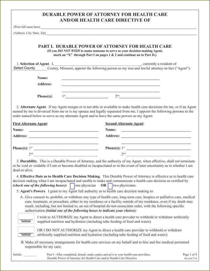 Free Printable Durable Power Of Attorney Form Missouri Free Printable Durable Power Of Attorney Form Missouri