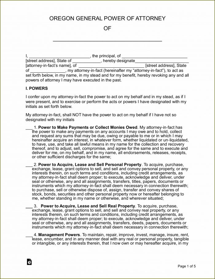 Free Printable Durable Power Of Attorney Form Oregon Free Printable Durable Power Of Attorney Form Oregon