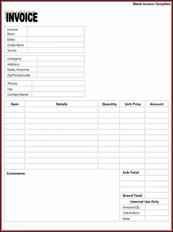 Free Printable Invoices Templates Blank Free Printable Invoices Templates Blank