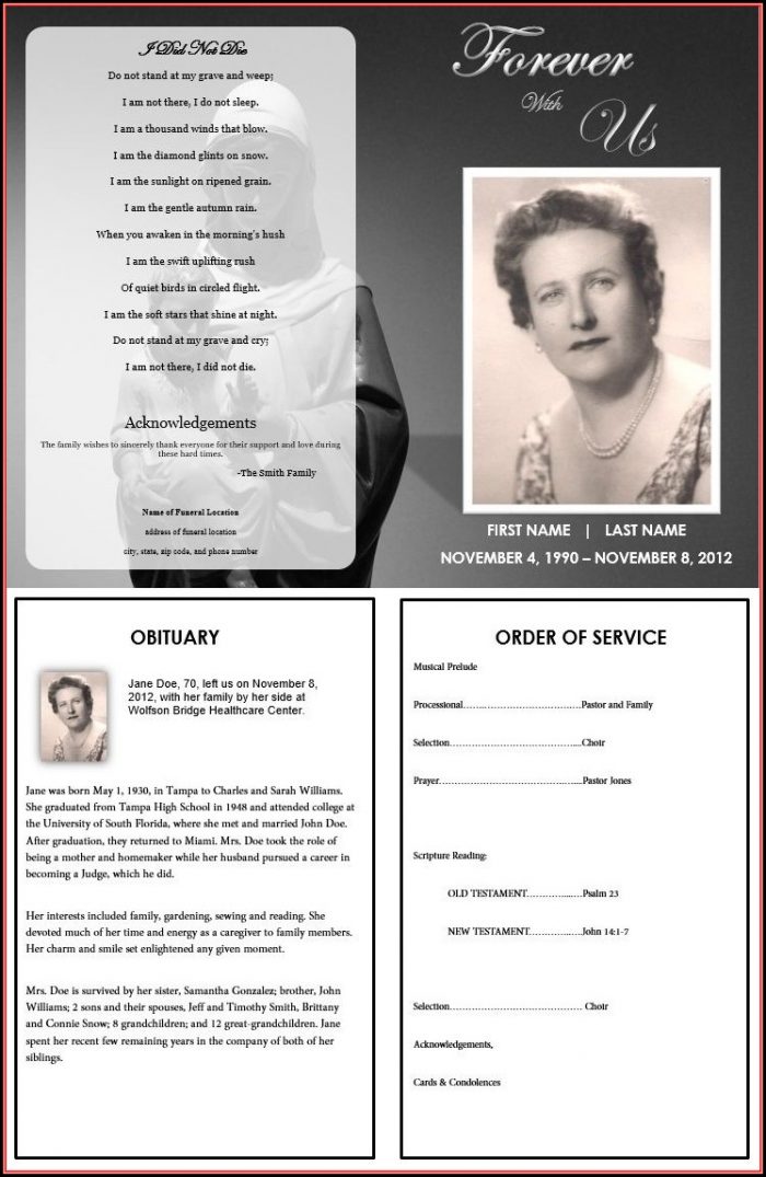 Free Printable Memorial Service Program Template Free Printable Memorial Service Program Template