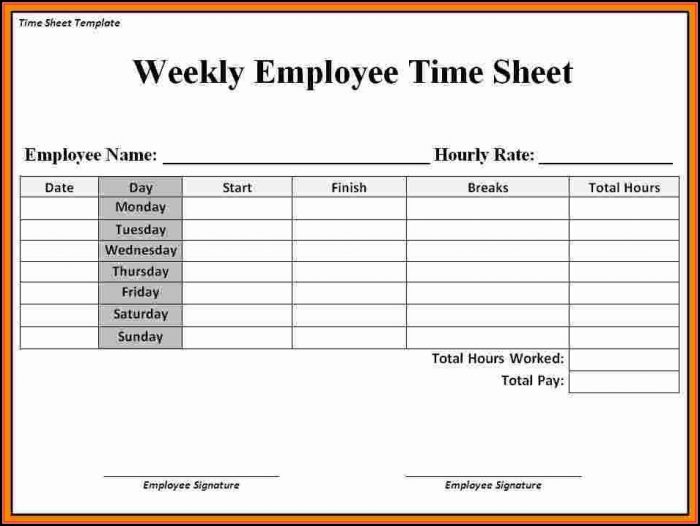 Free Printable Weekly Timesheet Template Free Printable Weekly Timesheet Template