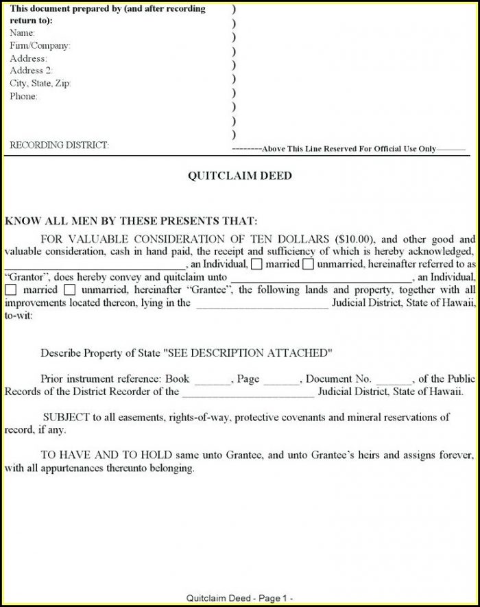 Free Quit Claim Deed Form Texas Free Quit Claim Deed Form Texas