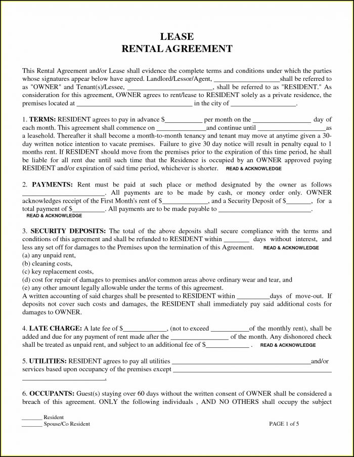 Free Rental Lease Agreement Form Printable Free Rental Lease Agreement Form Printable
