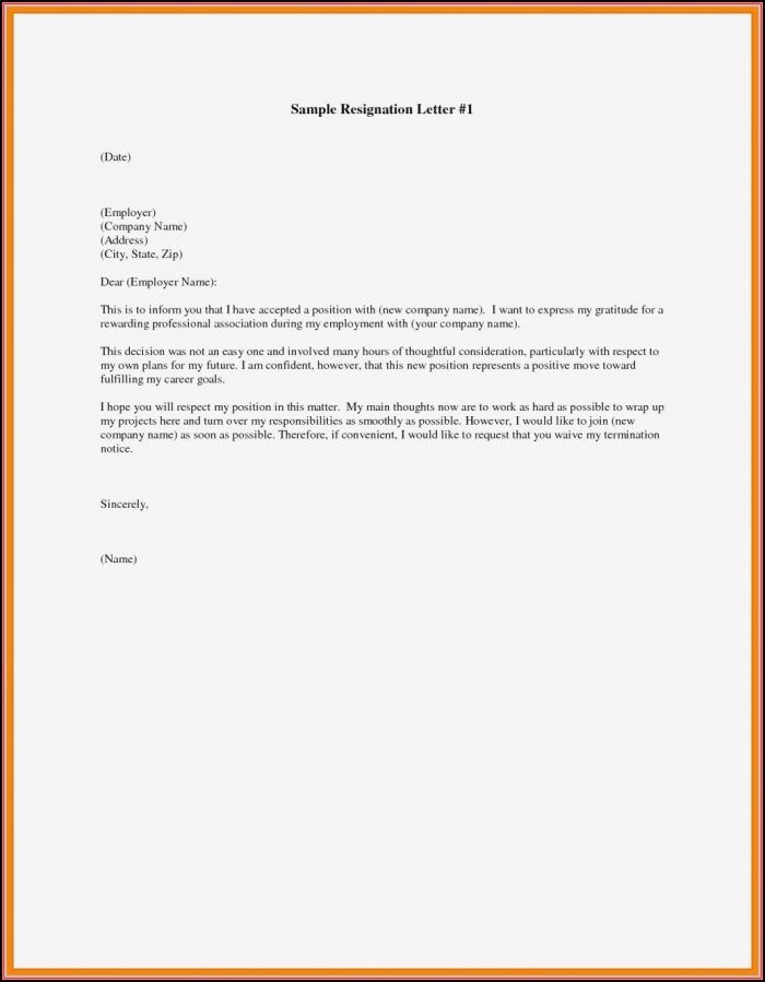 Free Resignation Letter Template Free Resignation Letter Template