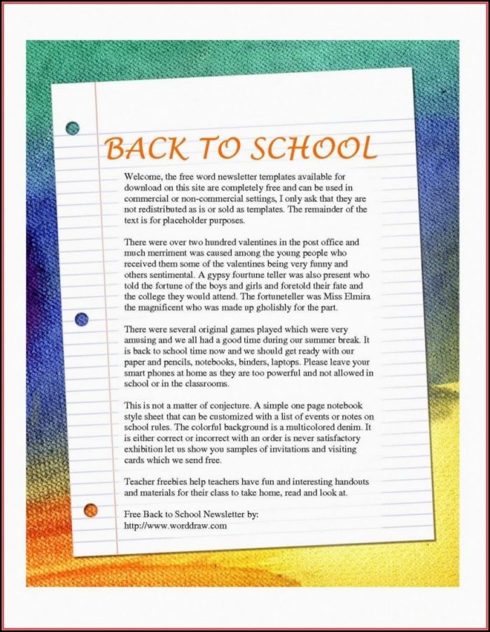 Free School Newsletter Templates Word Free School Newsletter Templates Word
