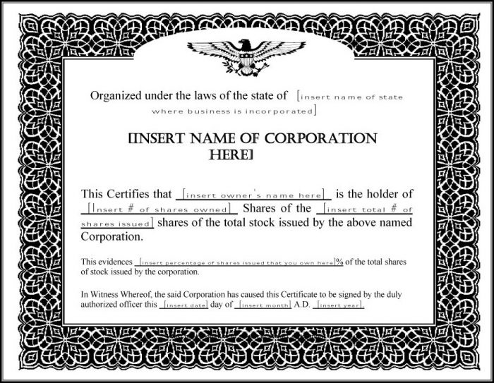 Free Stock Certificate Template Word Free Stock Certificate Template Word