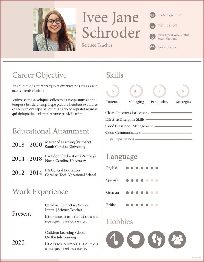 Free Teacher Resume Template Free Teacher Resume Template