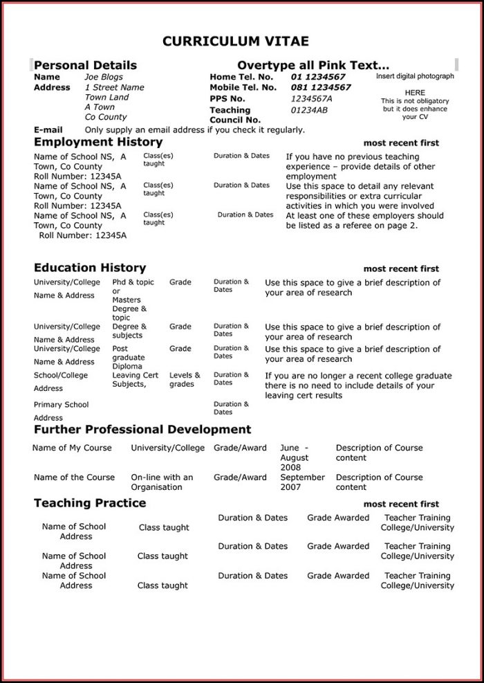 Free Teacher Resume Templates Download Free Teacher Resume Templates Download